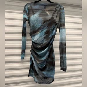 Windsor Blue and Black Long Sleeve Dress